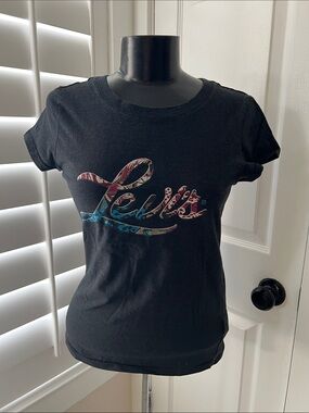 Levi's Dark Gray Short-Sleeve Tee with Multicolor Script Logo